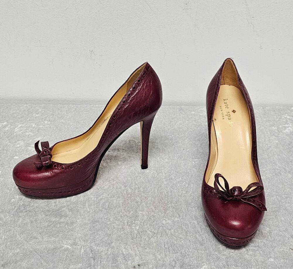 Kate Spade New York Womens Burgundy Platform Pumps-Size 6B